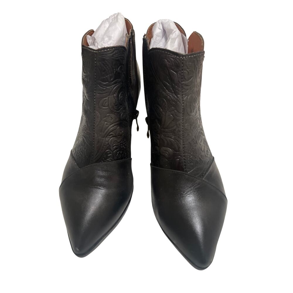 L'Artiste (Spring Step) Melodie Charcoal Leather Paisley Booties Size 40